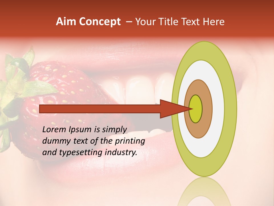 Beautiful Lips Holding A Strawberry PowerPoint Template
