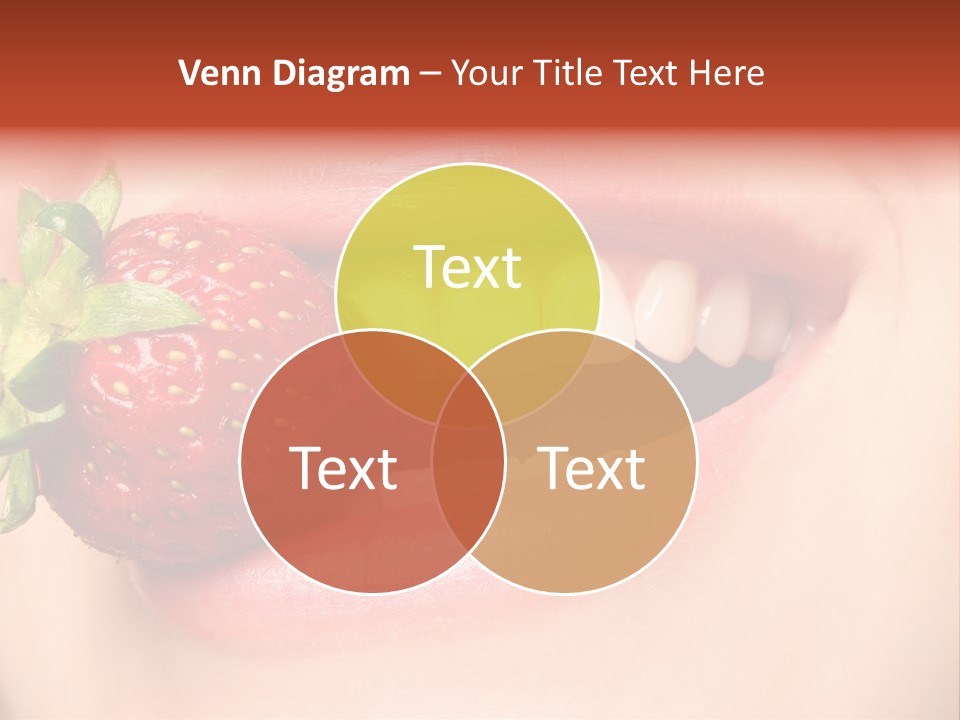 Beautiful Lips Holding A Strawberry PowerPoint Template