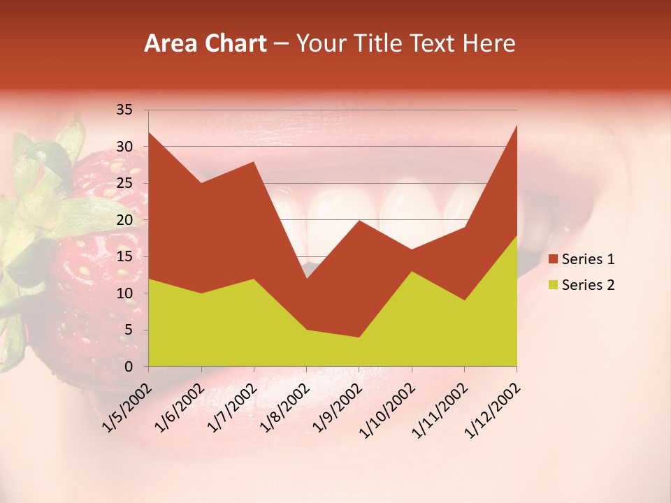 Beautiful Lips Holding A Strawberry PowerPoint Template