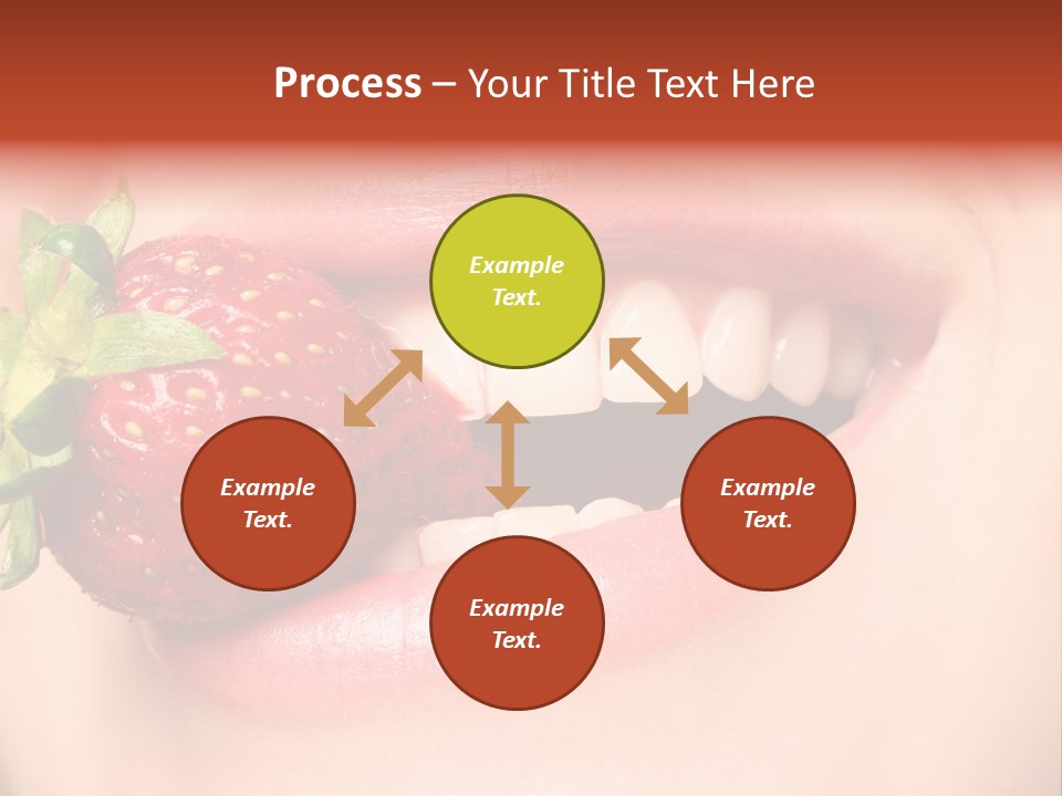 Beautiful Lips Holding A Strawberry PowerPoint Template