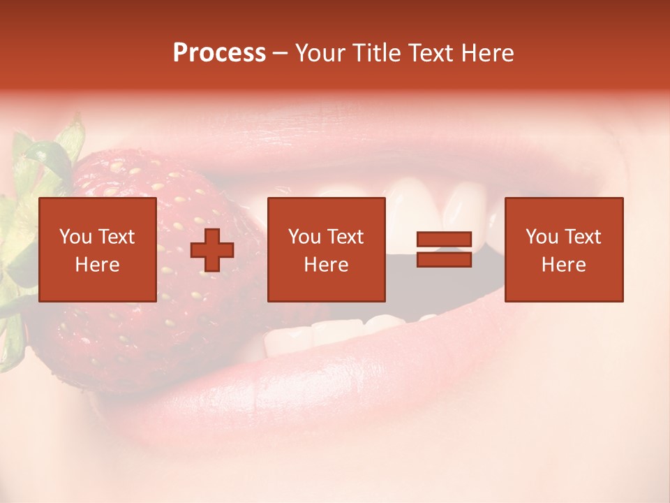 Beautiful Lips Holding A Strawberry PowerPoint Template