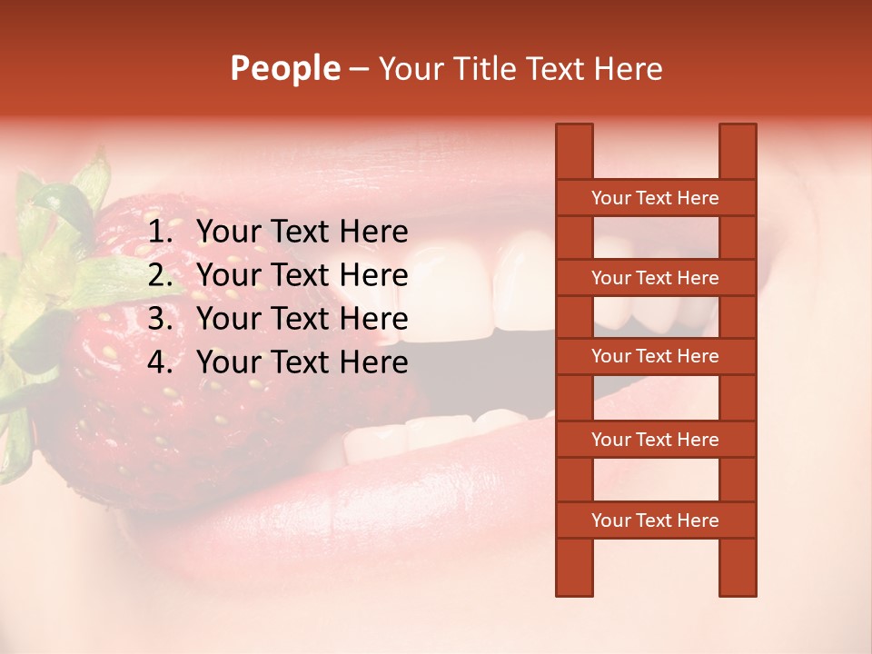 Beautiful Lips Holding A Strawberry PowerPoint Template