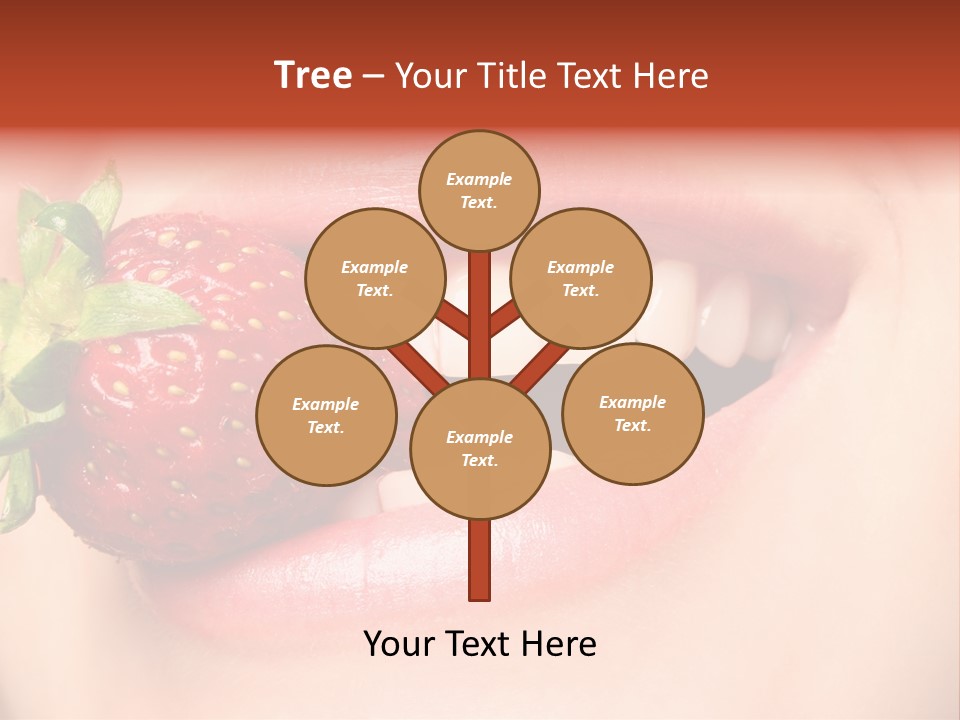 Beautiful Lips Holding A Strawberry PowerPoint Template