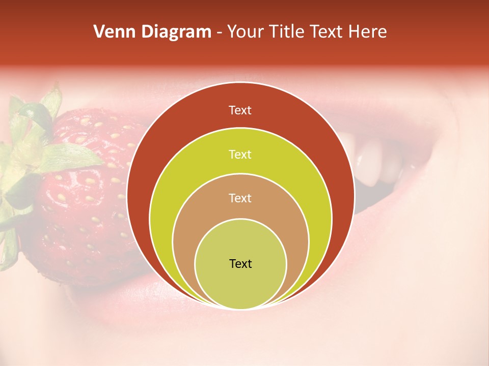 Beautiful Lips Holding A Strawberry PowerPoint Template