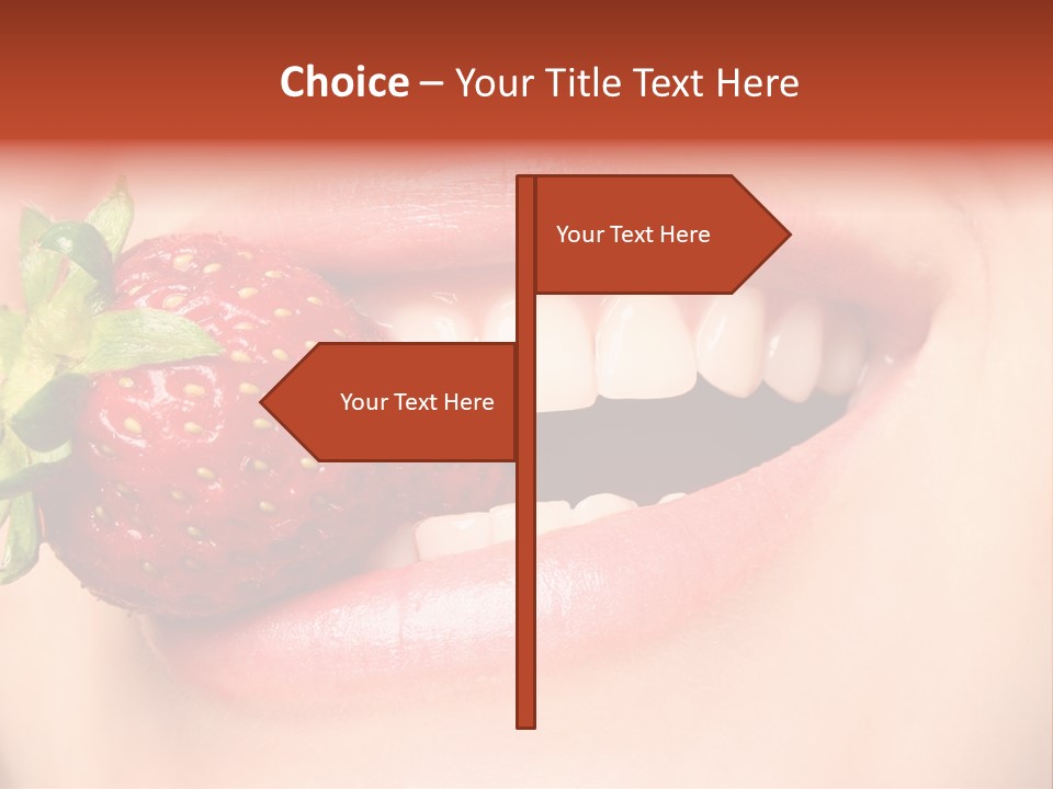 Beautiful Lips Holding A Strawberry PowerPoint Template