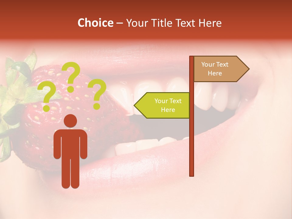 Beautiful Lips Holding A Strawberry PowerPoint Template