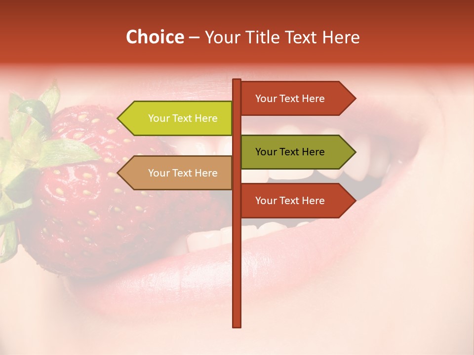 Beautiful Lips Holding A Strawberry PowerPoint Template