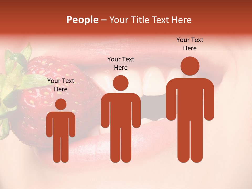 Beautiful Lips Holding A Strawberry PowerPoint Template