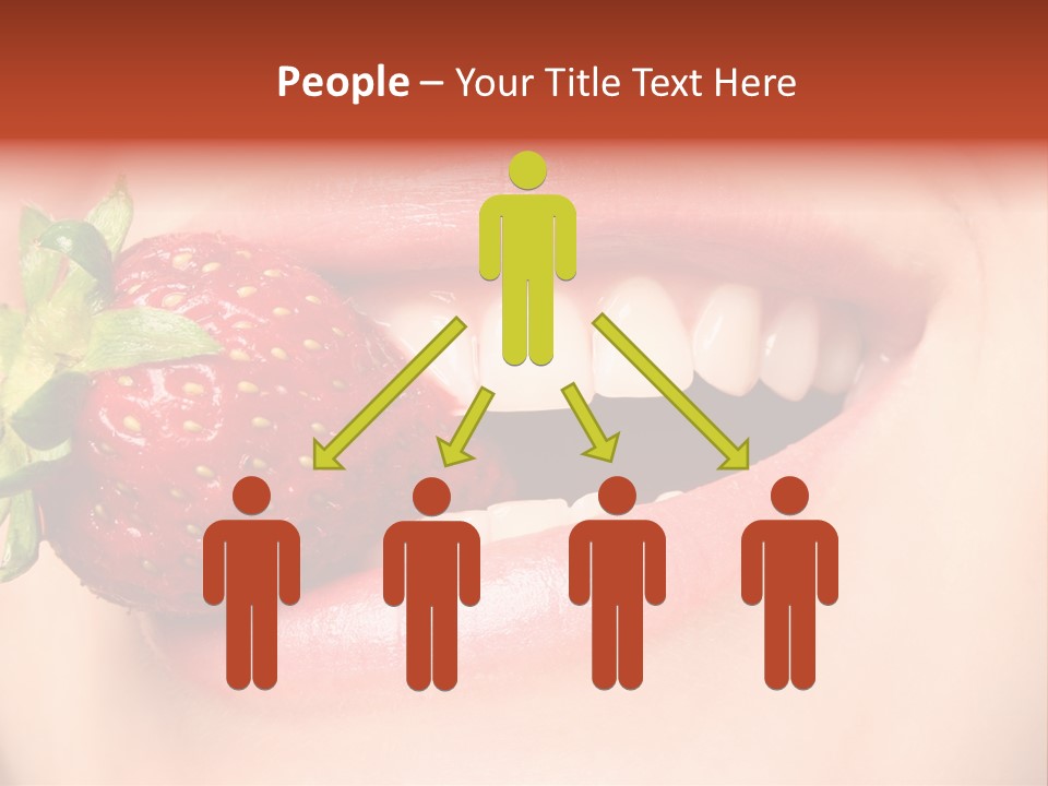 Beautiful Lips Holding A Strawberry PowerPoint Template
