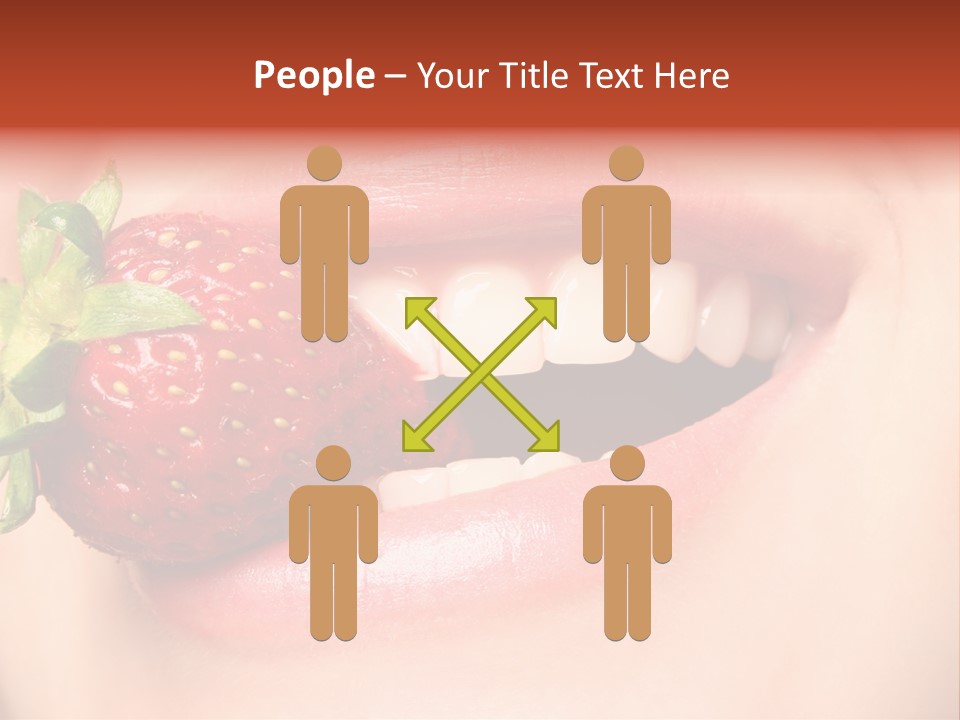 Beautiful Lips Holding A Strawberry PowerPoint Template
