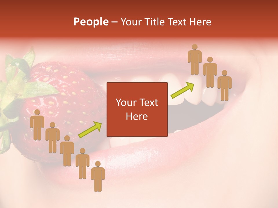 Beautiful Lips Holding A Strawberry PowerPoint Template