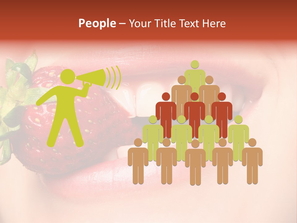 Beautiful Lips Holding A Strawberry PowerPoint Template