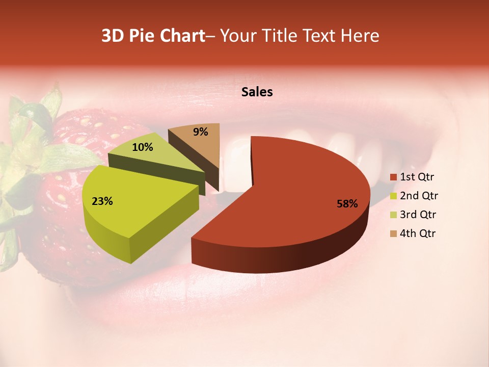 Beautiful Lips Holding A Strawberry PowerPoint Template