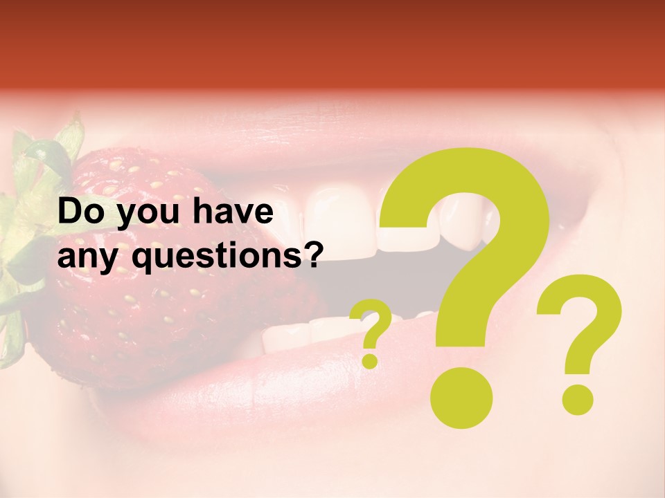 Beautiful Lips Holding A Strawberry PowerPoint Template