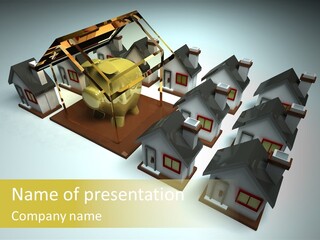 Transparent House With Surprise Money-Box PowerPoint Template