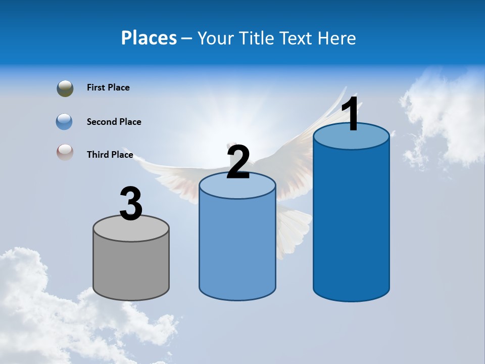 Dove In The Air With Wings Wide Open In-Front Of The Sun PowerPoint Template