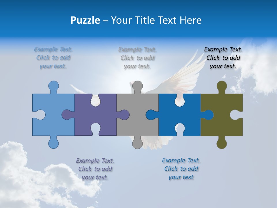 Dove In The Air With Wings Wide Open In-Front Of The Sun PowerPoint Template