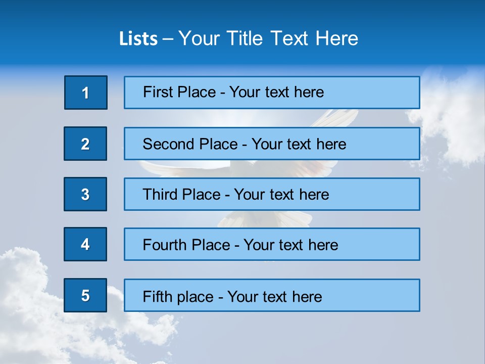 Dove In The Air With Wings Wide Open In-Front Of The Sun PowerPoint Template