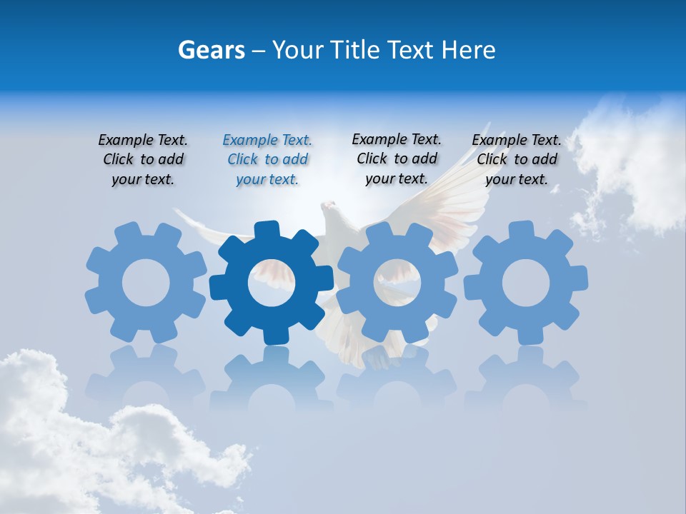 Dove In The Air With Wings Wide Open In-Front Of The Sun PowerPoint Template