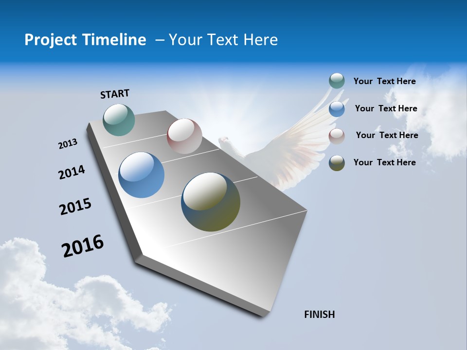 Dove In The Air With Wings Wide Open In-Front Of The Sun PowerPoint Template