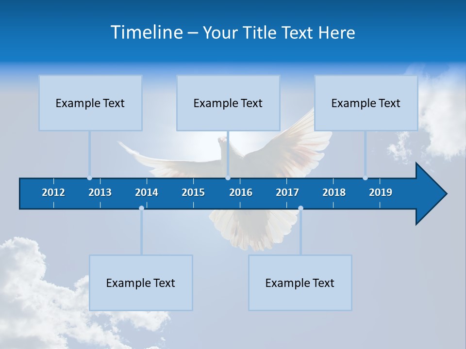 Dove In The Air With Wings Wide Open In-Front Of The Sun PowerPoint Template