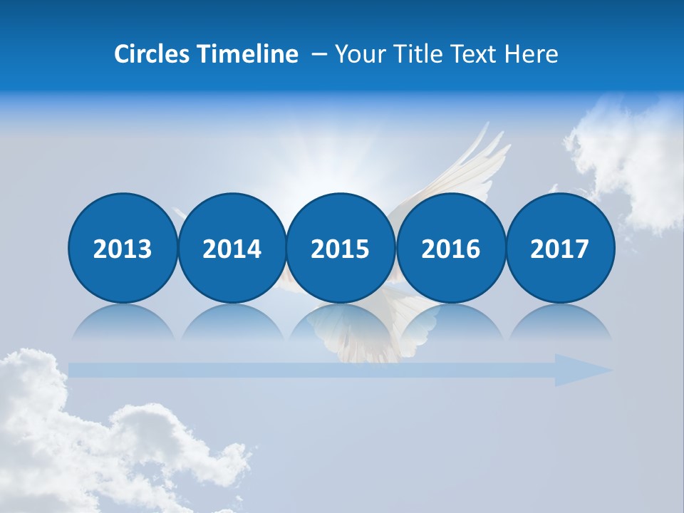 Dove In The Air With Wings Wide Open In-Front Of The Sun PowerPoint Template