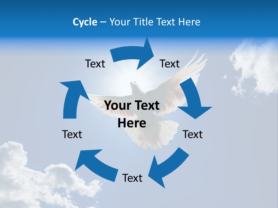 Dove In The Air With Wings Wide Open In-Front Of The Sun PowerPoint Template