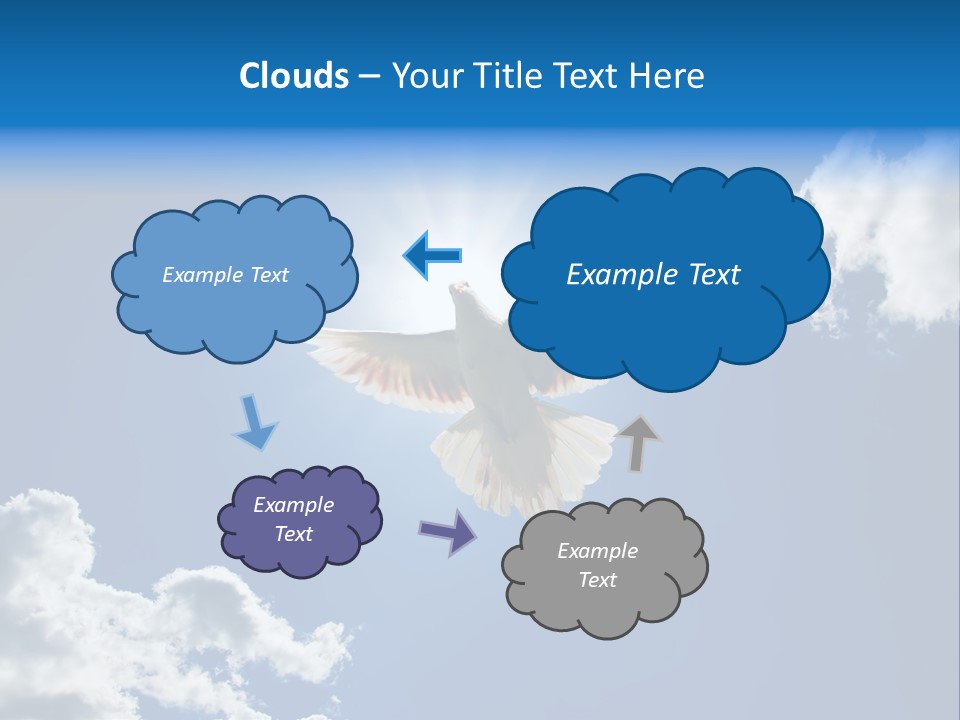 Dove In The Air With Wings Wide Open In-Front Of The Sun PowerPoint Template
