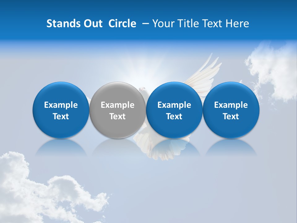 Dove In The Air With Wings Wide Open In-Front Of The Sun PowerPoint Template
