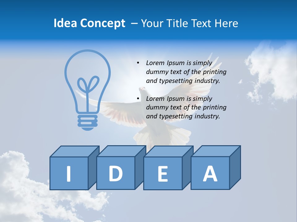 Dove In The Air With Wings Wide Open In-Front Of The Sun PowerPoint Template