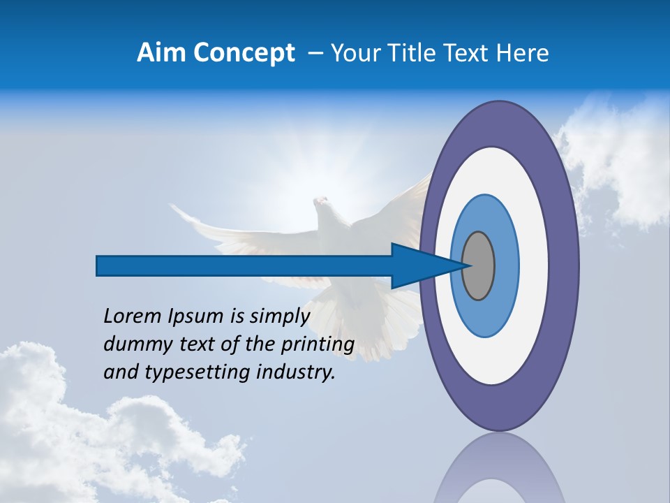 Dove In The Air With Wings Wide Open In-Front Of The Sun PowerPoint Template