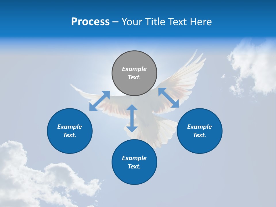 Dove In The Air With Wings Wide Open In-Front Of The Sun PowerPoint Template