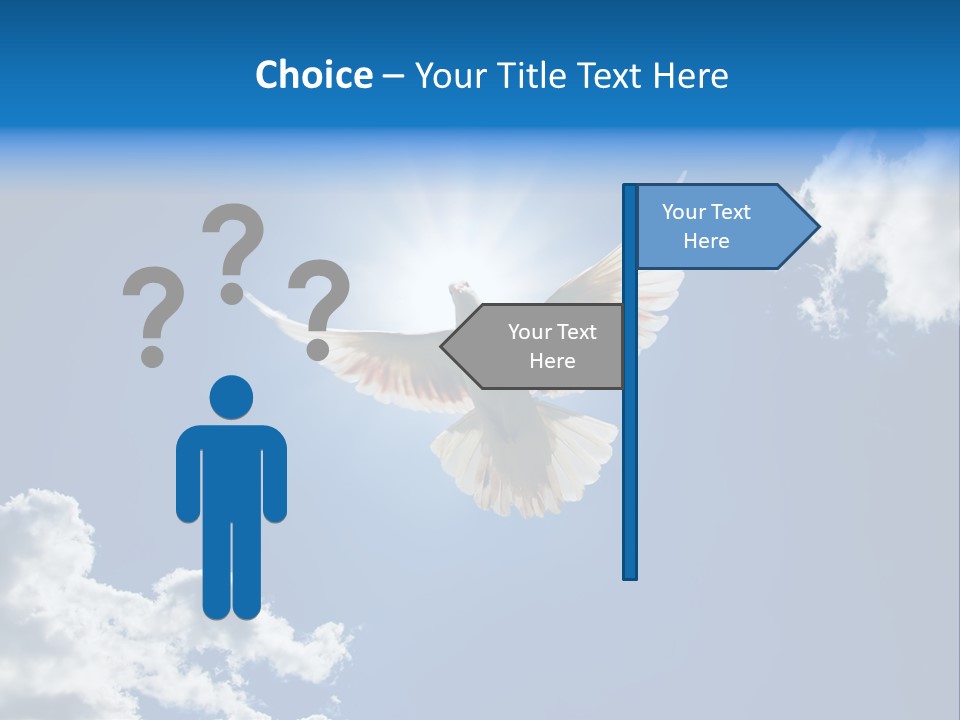 Dove In The Air With Wings Wide Open In-Front Of The Sun PowerPoint Template