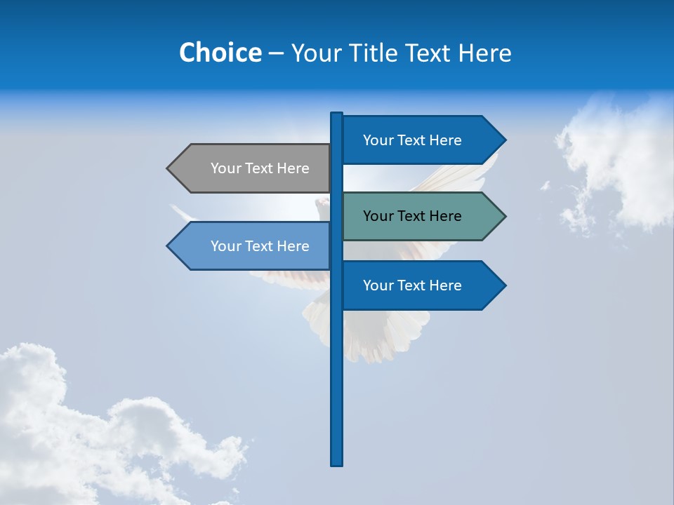 Dove In The Air With Wings Wide Open In-Front Of The Sun PowerPoint Template