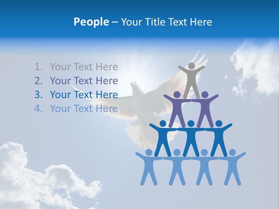 Dove In The Air With Wings Wide Open In-Front Of The Sun PowerPoint Template