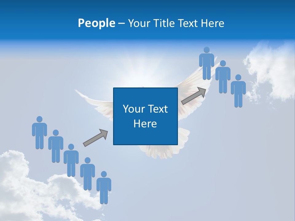 Dove In The Air With Wings Wide Open In-Front Of The Sun PowerPoint Template