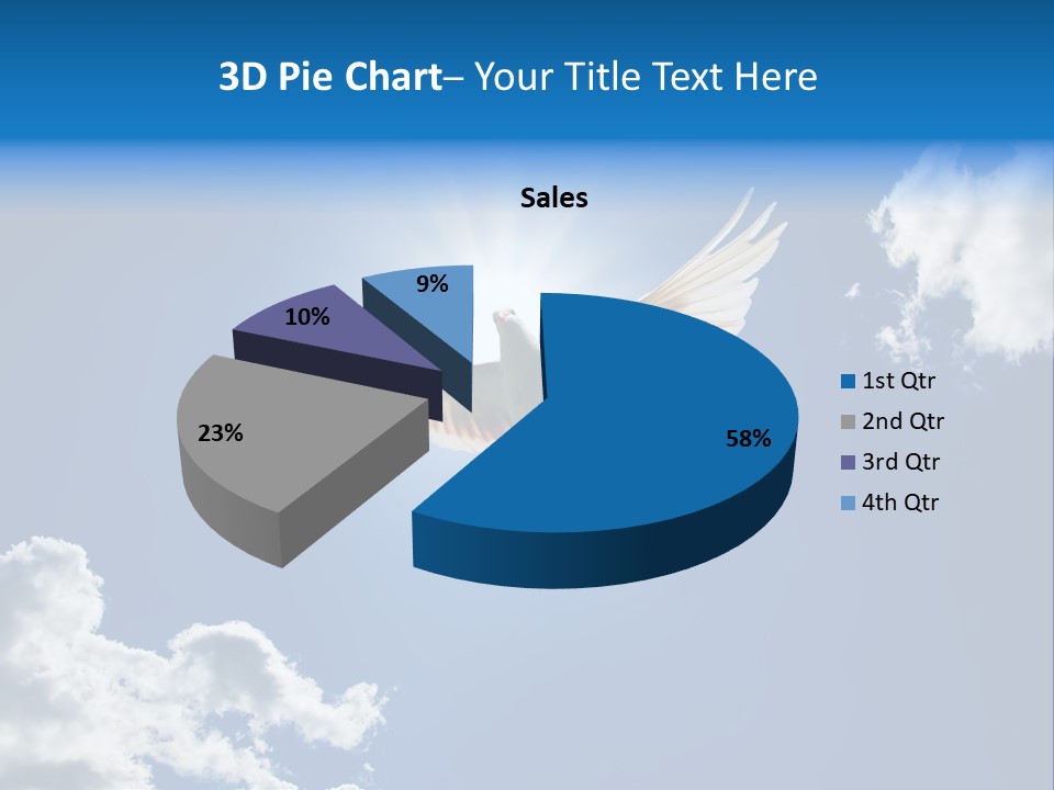 Dove In The Air With Wings Wide Open In-Front Of The Sun PowerPoint Template