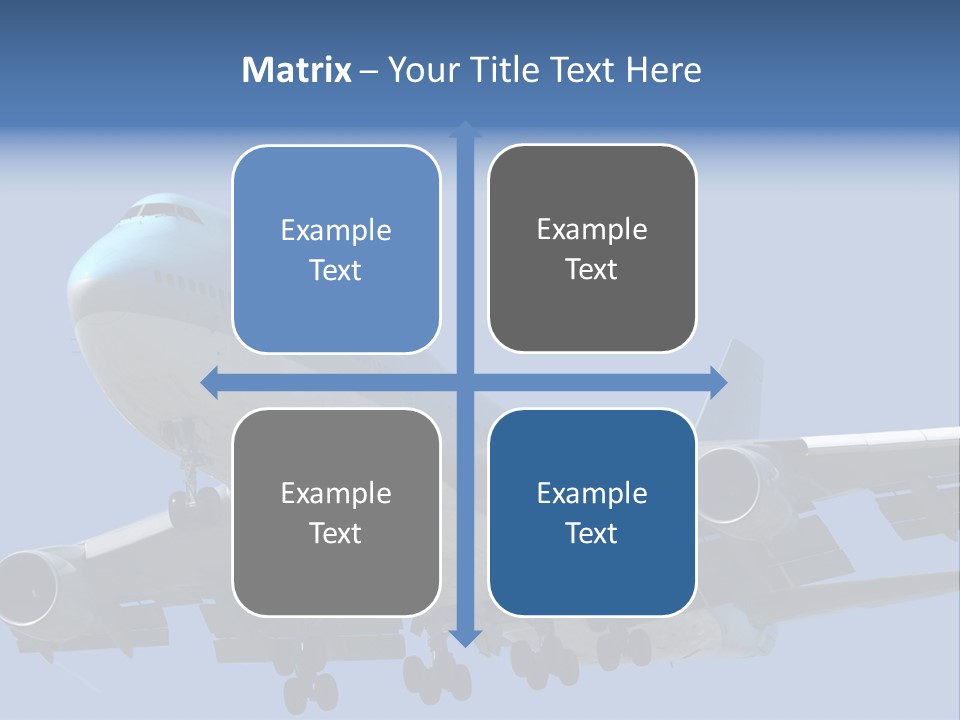 A Blue And White Airplane Is Flying In The Sky PowerPoint Template