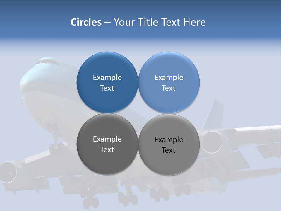 A Blue And White Airplane Is Flying In The Sky PowerPoint Template