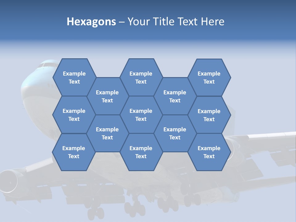 A Blue And White Airplane Is Flying In The Sky PowerPoint Template