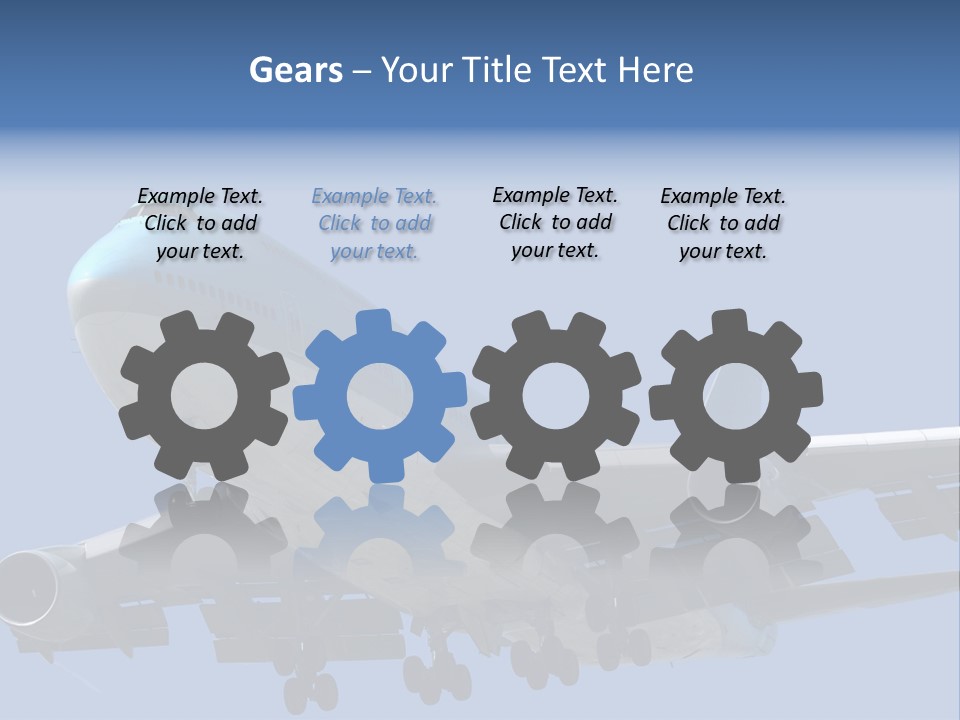 A Blue And White Airplane Is Flying In The Sky PowerPoint Template