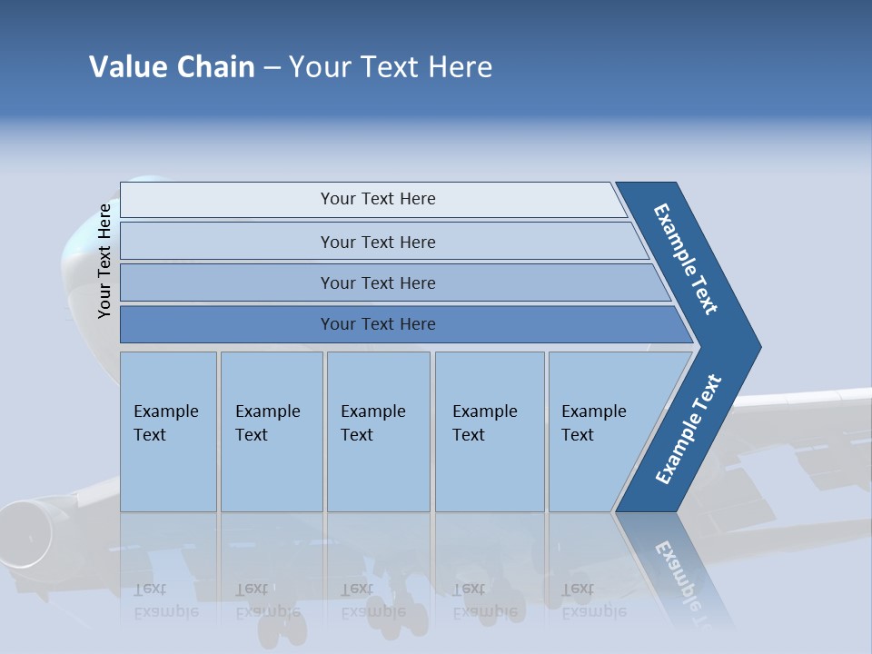A Blue And White Airplane Is Flying In The Sky PowerPoint Template