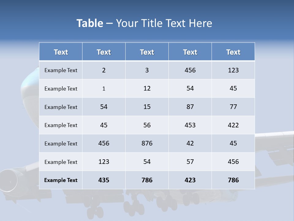 A Blue And White Airplane Is Flying In The Sky PowerPoint Template