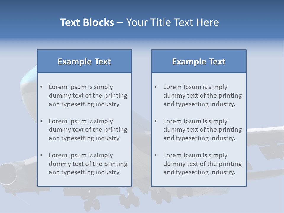 A Blue And White Airplane Is Flying In The Sky PowerPoint Template