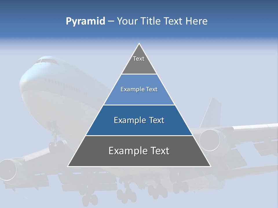 A Blue And White Airplane Is Flying In The Sky PowerPoint Template