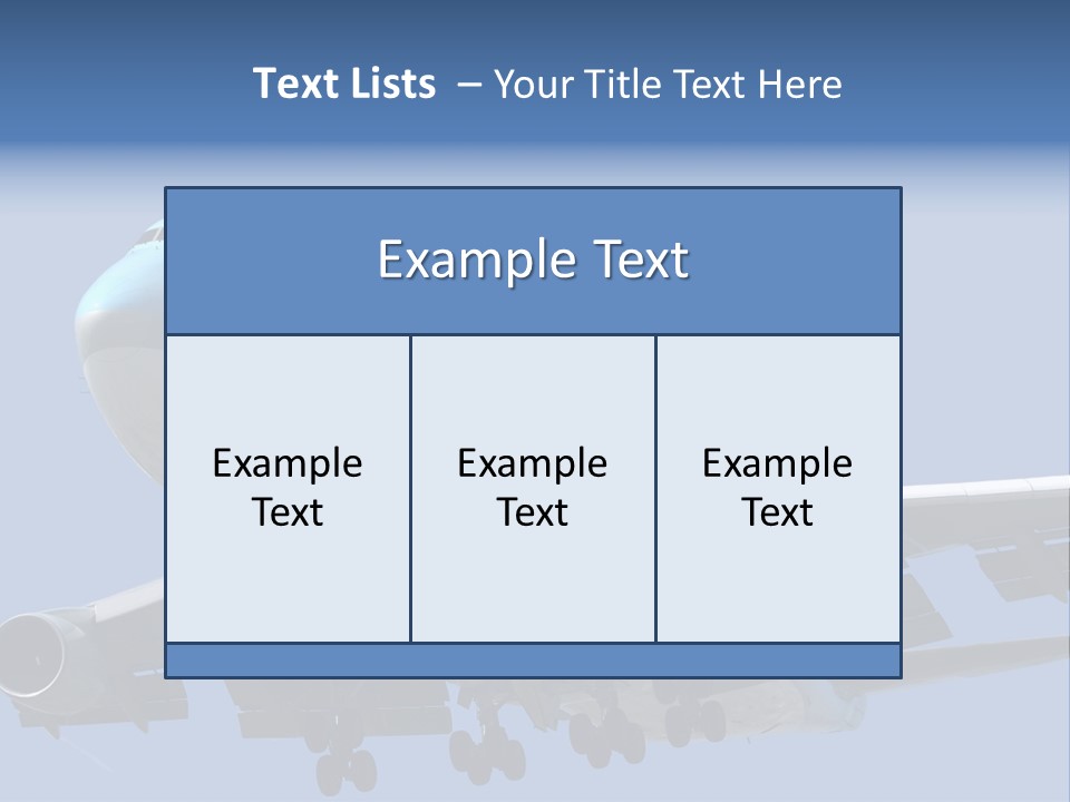 A Blue And White Airplane Is Flying In The Sky PowerPoint Template
