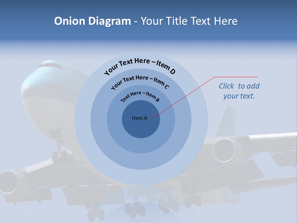 A Blue And White Airplane Is Flying In The Sky PowerPoint Template