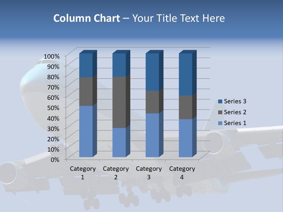 A Blue And White Airplane Is Flying In The Sky PowerPoint Template