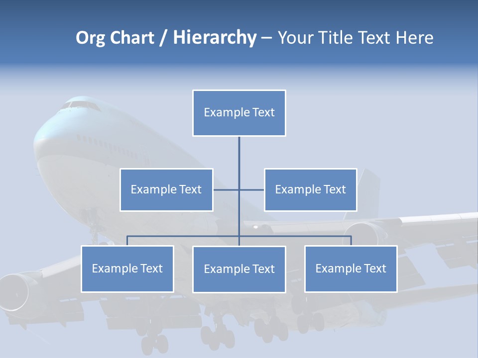 A Blue And White Airplane Is Flying In The Sky PowerPoint Template