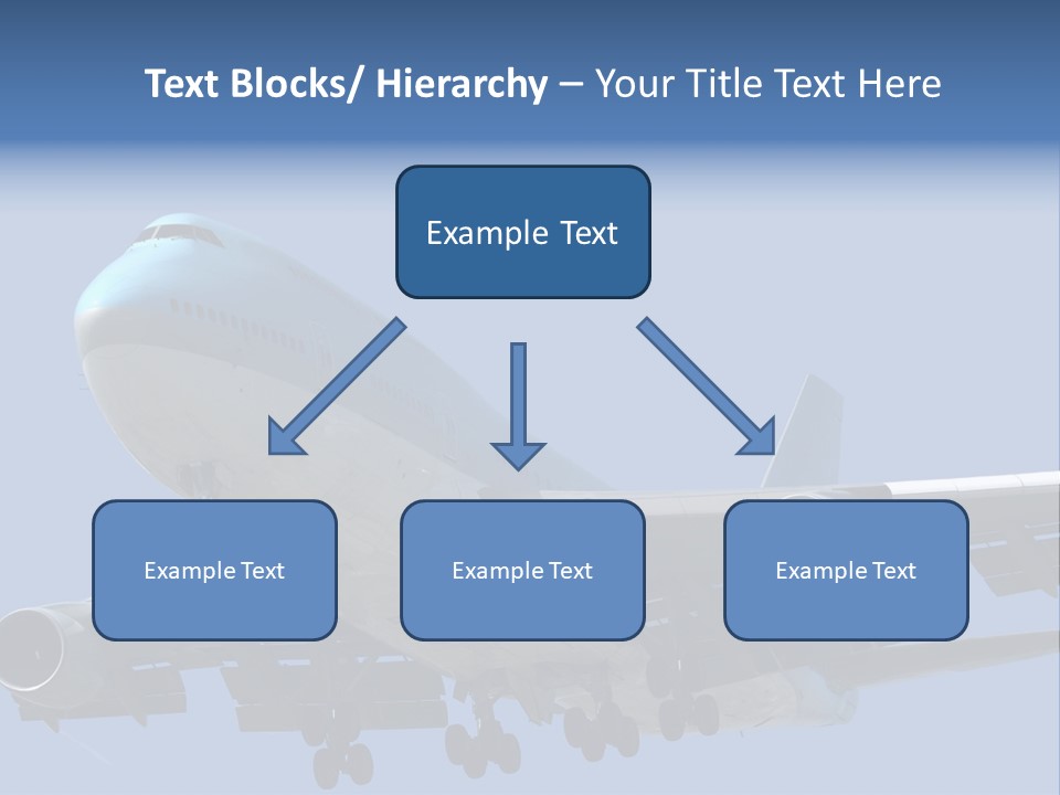 A Blue And White Airplane Is Flying In The Sky PowerPoint Template